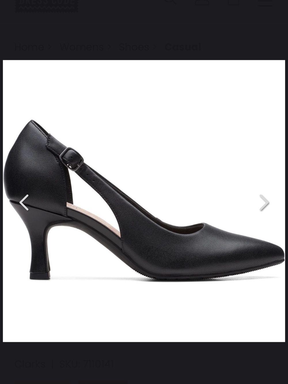 Clarks Kataleyna Rae Black Leather Pointed Toe Mid Heel Pumps